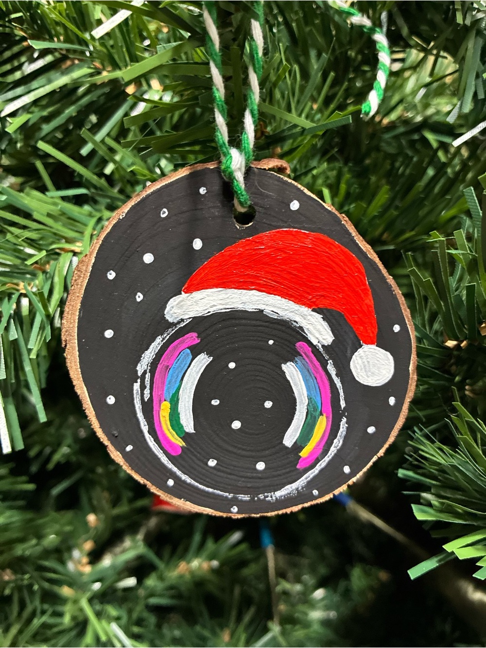 Bubble Santa Painted Ornament